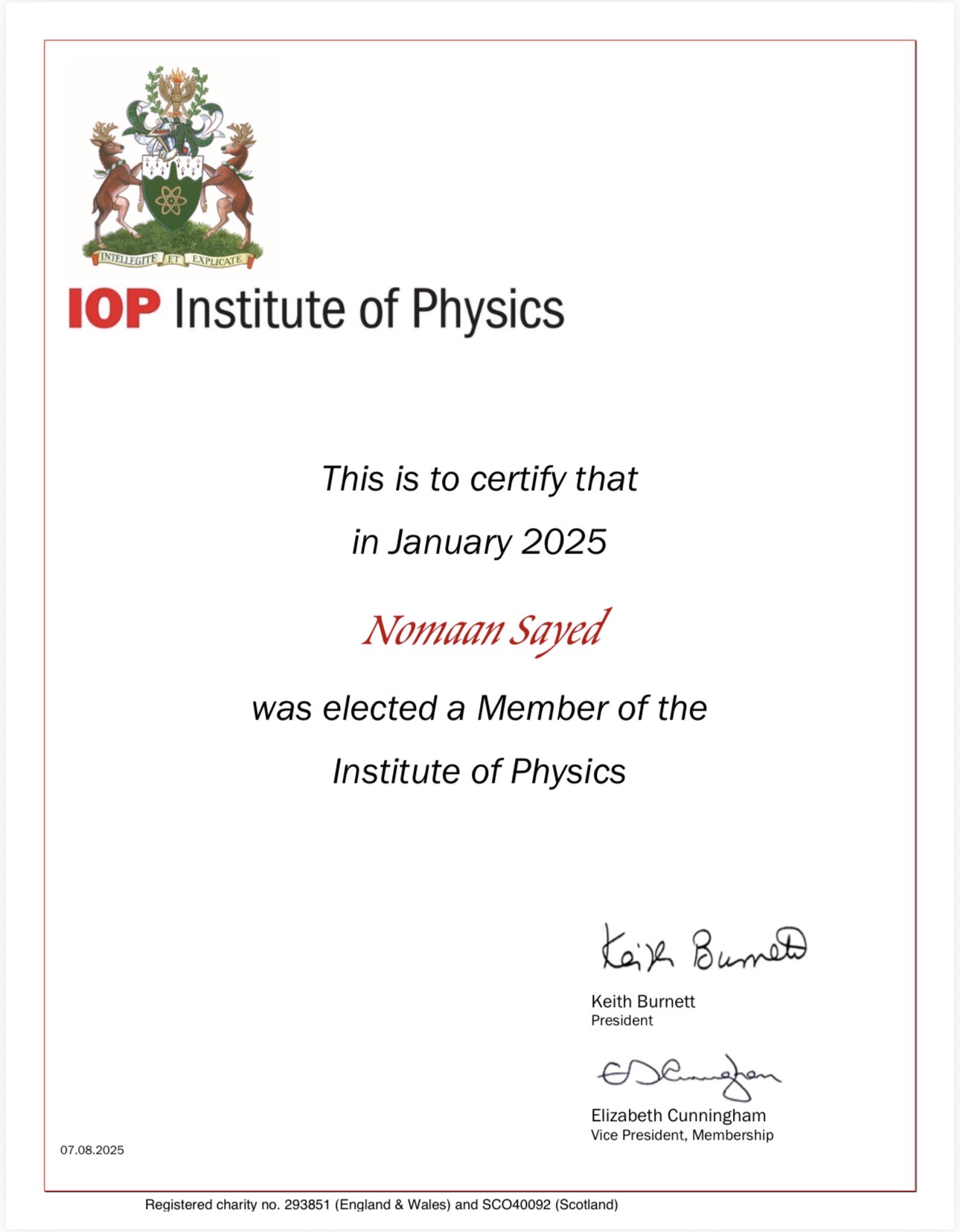 IOP Certificate