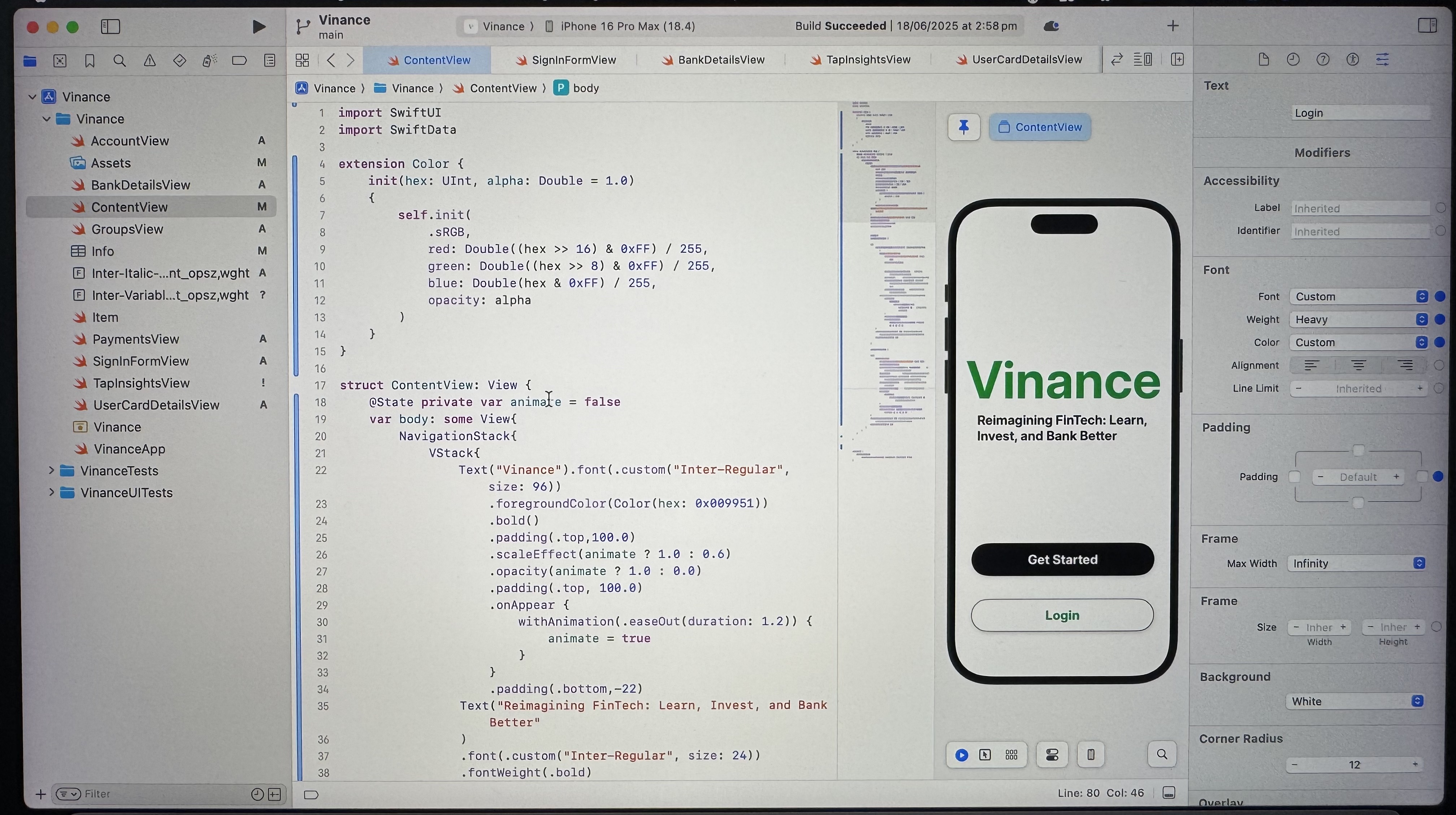 Vinance App Dashboard